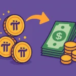 How to Sell Pi Coin 136 How to sell Pi coin featured image of Pi coins being traded for fiat cash