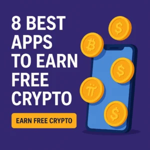 Best Free Crypto Mining Apps & Crypto News 156 best apps to earn free crypto feature image of a phone behind crypto coins