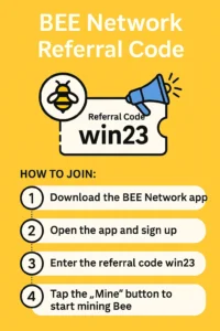 BEE Network Referral Code 136 Bee Network Referral code infographic - steps to sign up